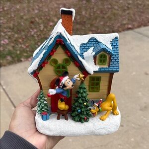 Disney Village Festive House with Mickey and Pluto - Blue and Red Accents